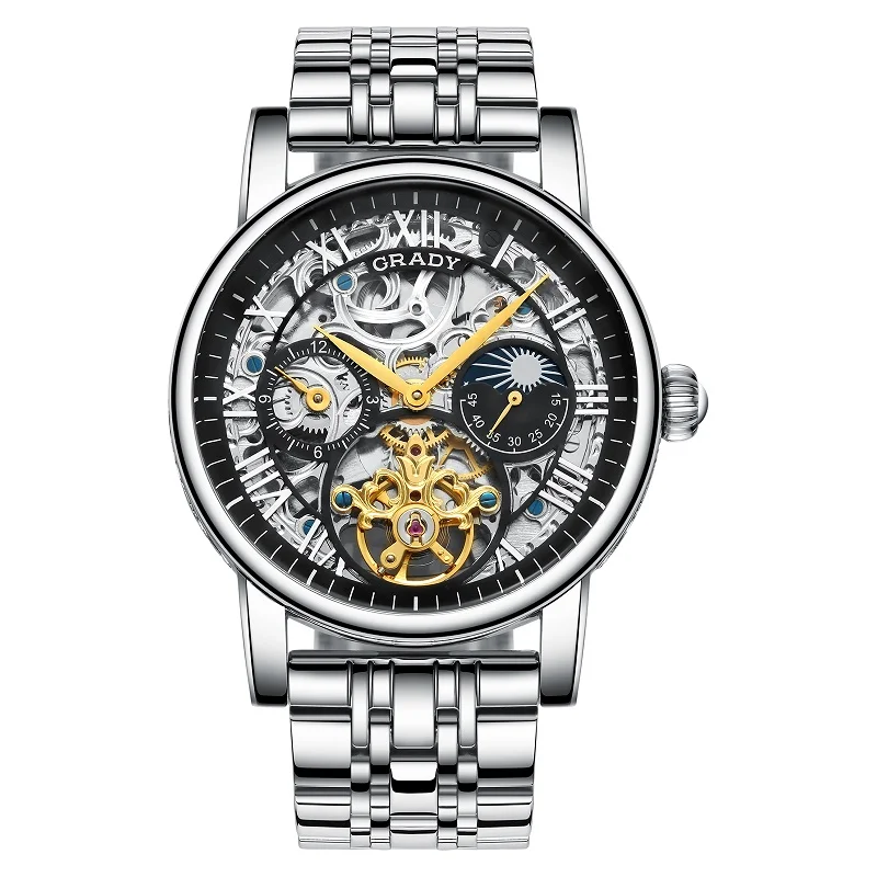 All stainless steel automatic watch with mechanical movt genuine leather strap waterproof watches men
All stainless steel automatic watch with mechanical movt genuine leather strap waterproof watches men