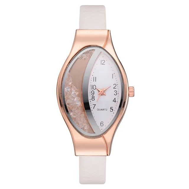 

2021 Semilunar Flow Sand Ellipse Woman Fine Strap Small Dial Watch Luxury Brand Bracelet Wristwatch Ladies Dress Clocks, Multi colors