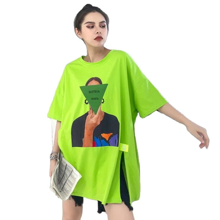 Wholesale Large Size Women's Street Style Short-Sleeved T-Shirt 2021 Summer Thin Digital Printing Split Design Loose Thin Shirt, Picture showed
Wholesale Large Size Women's Street Style Short-Sleeved T-Shirt 2021 Summer Thin Digital Printing Split Design Loose Thin Shirt, Picture showed