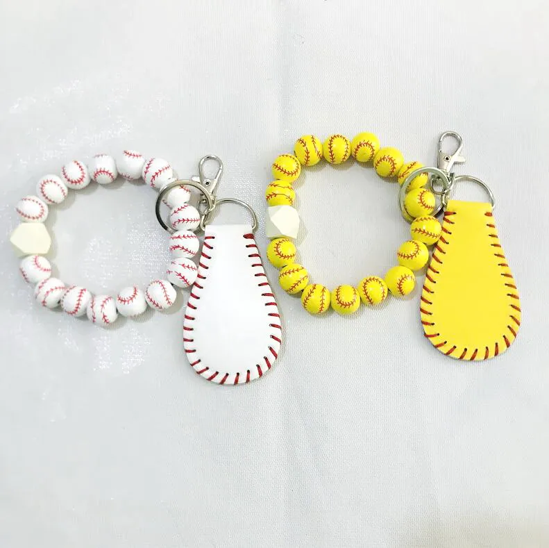2022 New designs yellow baseball wooden beads bracelet with embroidered softball leather keychain
2022 New designs yellow baseball wooden beads bracelet with embroidered softball leather keychain