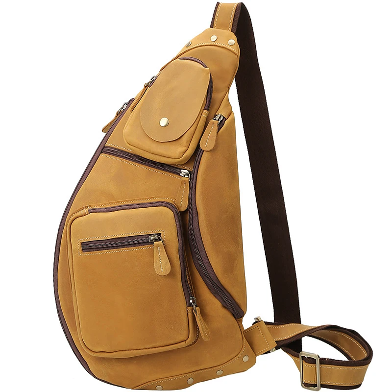 Casual Vintage crazy horse leather large capacity men's shoulder crossbody chest bag, Oil skin brown, dark brown, blue, green, black, brown
Casual Vintage crazy horse leather large capacity men's shoulder crossbody chest bag, Oil skin brown, dark brown, blue, green, black, brown