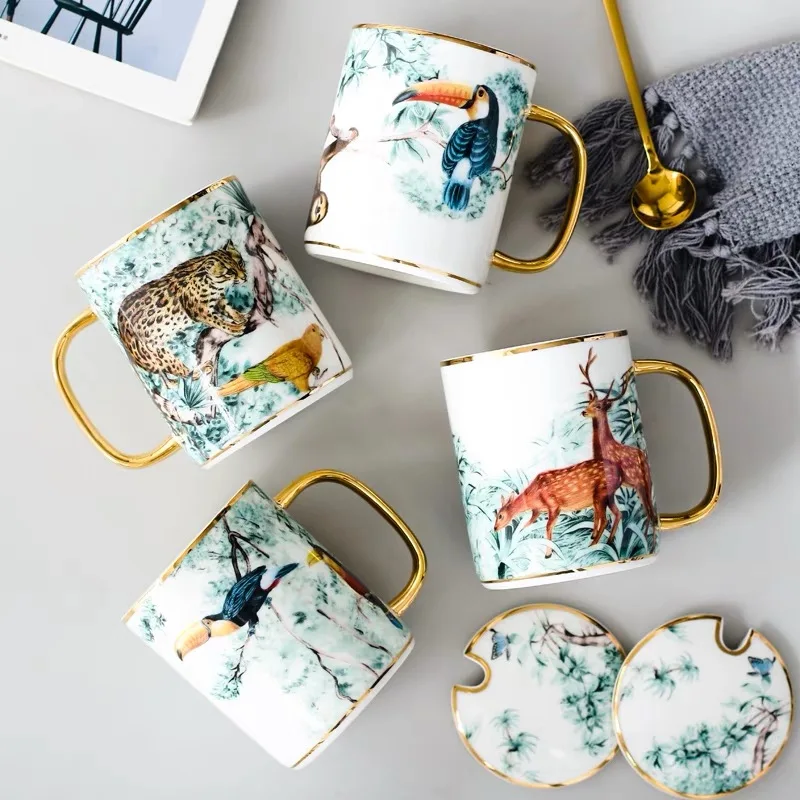 350ml Elegant Animal Patterns Ceramic Coffee Tea Mugs Cup with Lid And Gold Spoon Office Mugs Gift Cup
350ml Elegant Animal Patterns Ceramic Coffee Tea Mugs Cup with Lid And Gold Spoon Office Mugs Gift Cup
