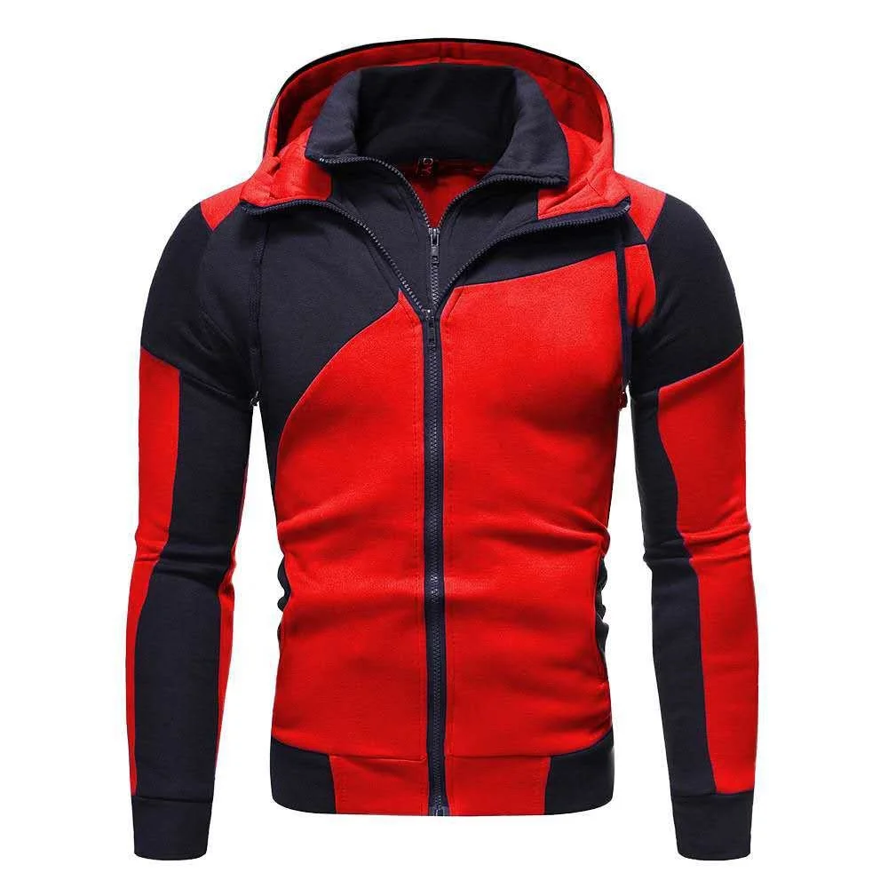 Men's Slim Personality Hooded Splicing Sweater Casual Sports Long-sleeved Sweater Jacket, White/red/dark gray/blue
Men's Slim Personality Hooded Splicing Sweater Casual Sports Long-sleeved Sweater Jacket, White/red/dark gray/blue