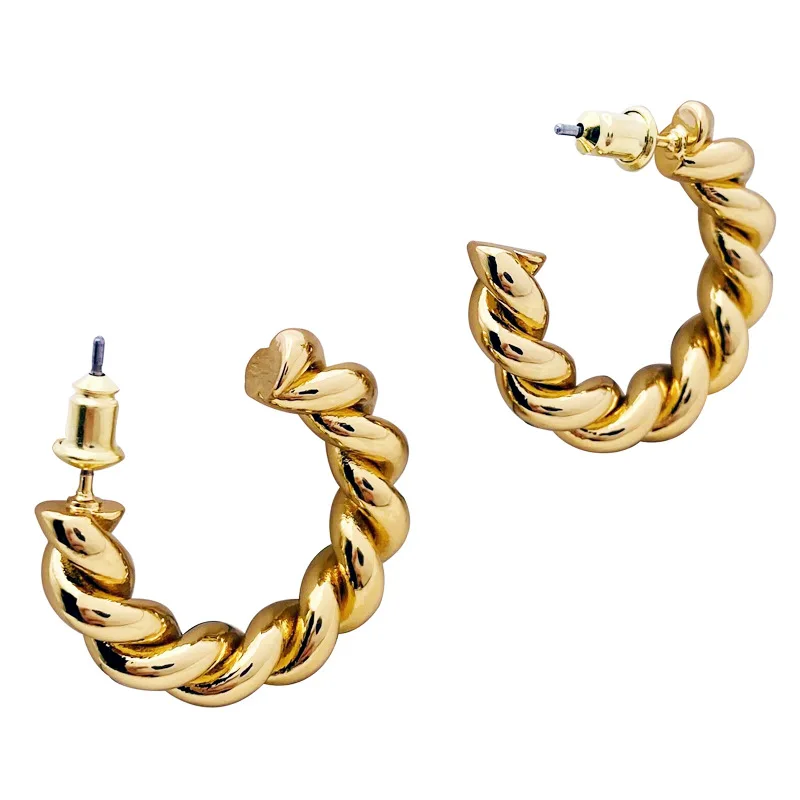 INS Vintage Large Twist Hoop Earrings Female Gold Plated Brass C Shaped Twist Rope Stud Earrings Girls
INS Vintage Large Twist Hoop Earrings Female Gold Plated Brass C Shaped Twist Rope Stud Earrings Girls