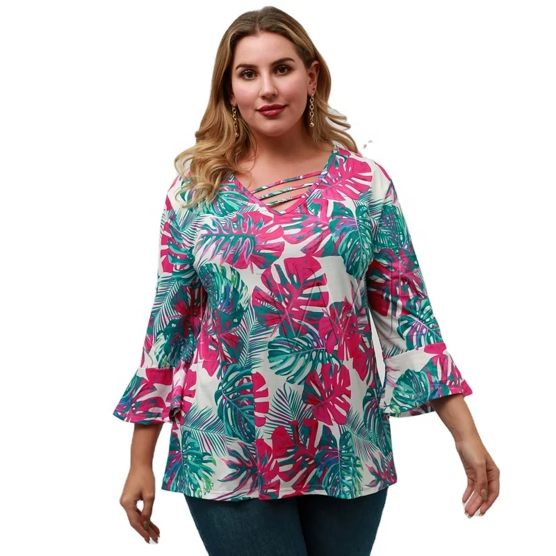2021 fashion casual plus size t-shirt women tops half sleeve big leaf pattern custom polyester oversized women tshirts printing
2021 fashion casual plus size t-shirt women tops half sleeve big leaf pattern custom polyester oversized women tshirts printing