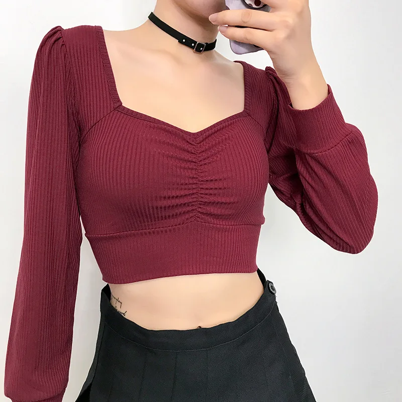 2020 spring new style clothes women fashion blouse casual shirt slim top sexy crop top with square neck and long sleeve
2020 spring new style clothes women fashion blouse casual shirt slim top sexy crop top with square neck and long sleeve
