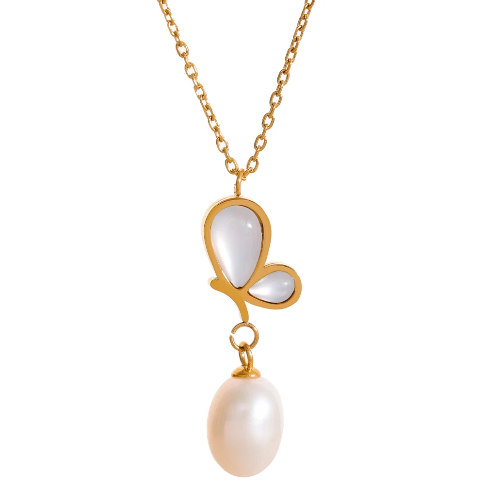 JINYOU 059 Chic Natural Pearl Drop Butterfly Pendant Necklace PVD 18k Gold Fashion Waterproof Exquisite Korean Jewelry Women
JINYOU 059 Chic Natural Pearl Drop Butterfly Pendant Necklace PVD 18k Gold Fashion Waterproof Exquisite Korean Jewelry Women