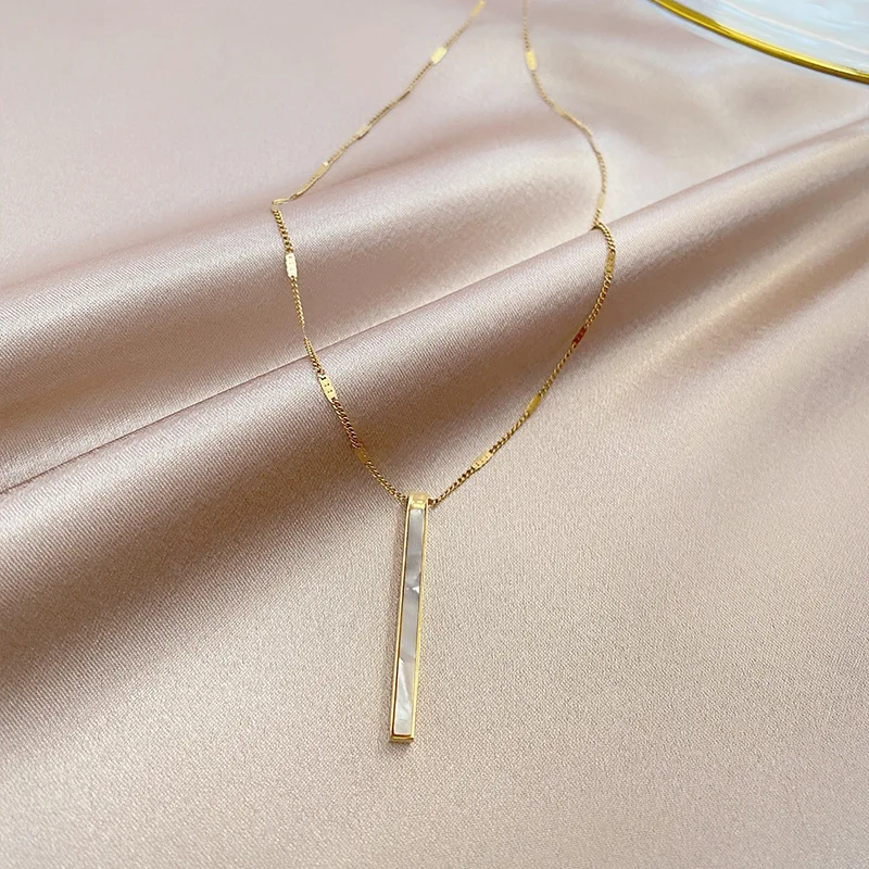 New Exquisite Titanium Steel Shell Bar Choker Necklace 18K Gold Plated Bar Pendant Necklace For Girls
New Exquisite Titanium Steel Shell Bar Choker Necklace 18K Gold Plated Bar Pendant Necklace For Girls