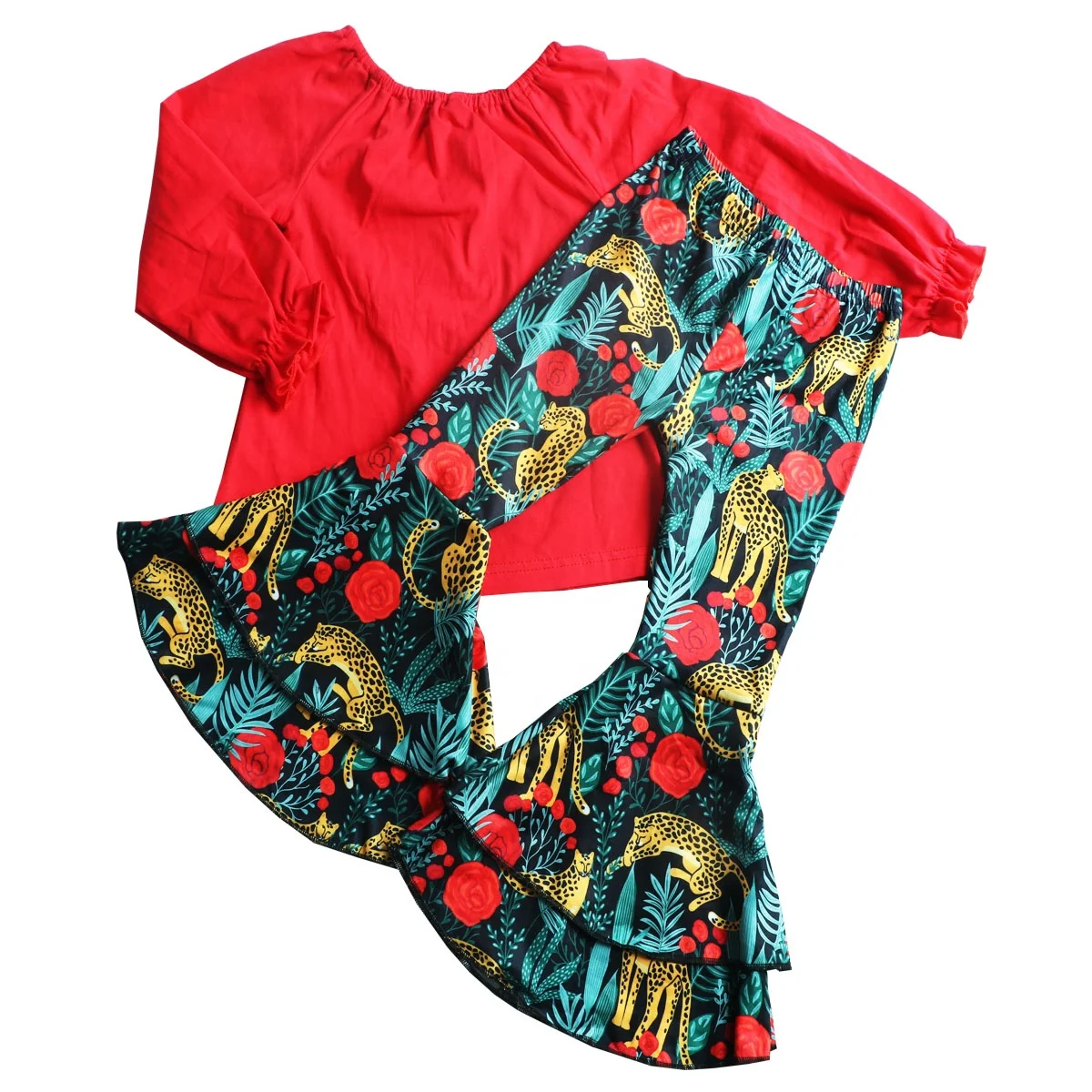 kids fall long sleeve fashion outfits girl cotton red tops matching animal print flared pants, Picture
kids fall long sleeve fashion outfits girl cotton red tops matching animal print flared pants, Picture