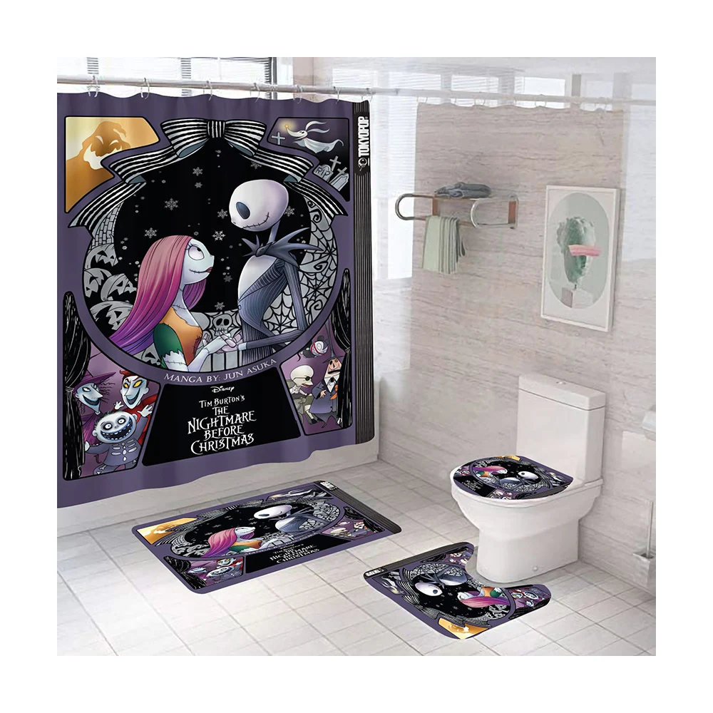 Jack Skellington 4 Pcs Bathroom Rugs Toilet Cover Bath Mat Halloween Shower Curtain Set
Jack Skellington 4 Pcs Bathroom Rugs Toilet Cover Bath Mat Halloween Shower Curtain Set
