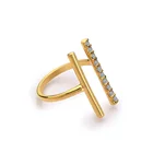 parallel lines Midi knuckle ring bright crystal Color gold rings for women jewelry wholesale Anel 7 sold Rings