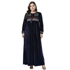 super september ready to ship plus size Embroidery Gold velvet abaya dresses for women