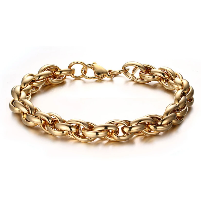 New fashion men's bracelet stainless steel gold plated link chain bracelet, Customized color
New fashion men's bracelet stainless steel gold plated link chain bracelet, Customized color