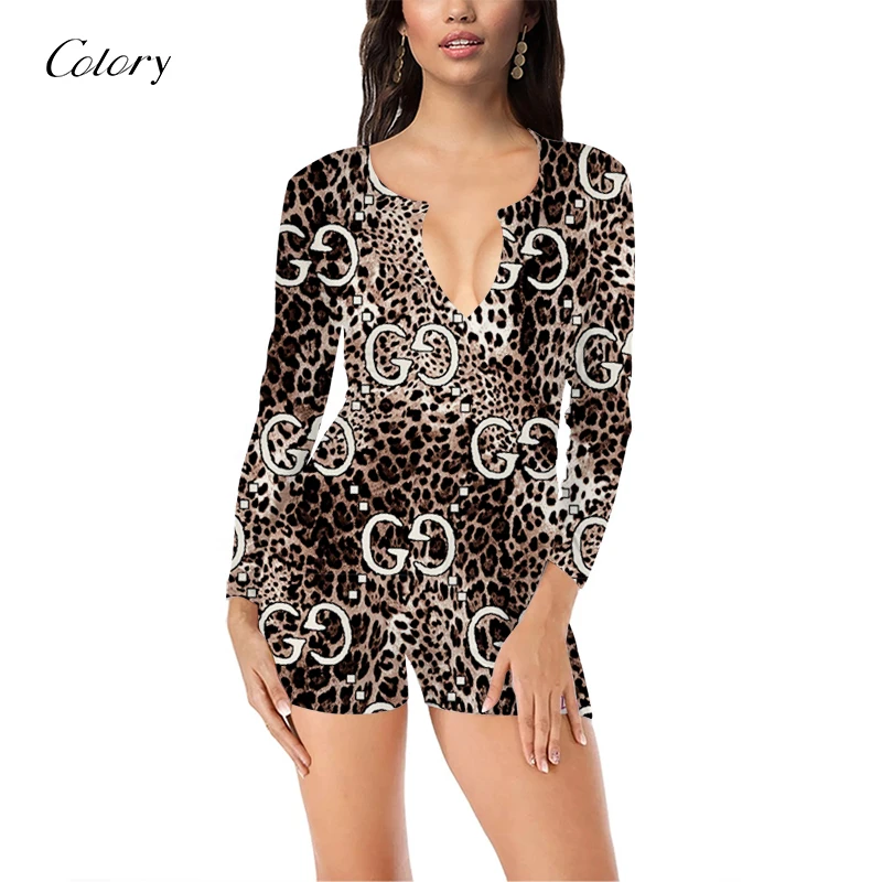 Colory Romper Women Leopard Print Womens Clothing Custom Logo Pajamas, Picture shows
Colory Romper Women Leopard Print Womens Clothing Custom Logo Pajamas, Picture shows