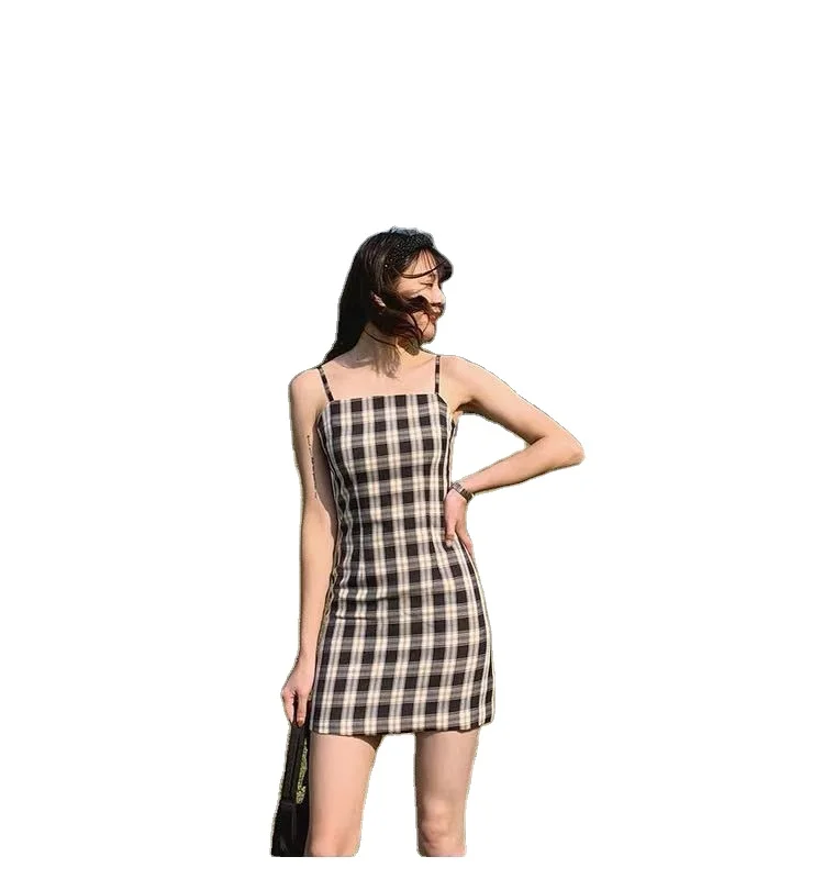 Retro Flat Check Suspender Holiday French Waist Bag Hip Summer Casual Dresses, Picture color
Retro Flat Check Suspender Holiday French Waist Bag Hip Summer Casual Dresses, Picture color