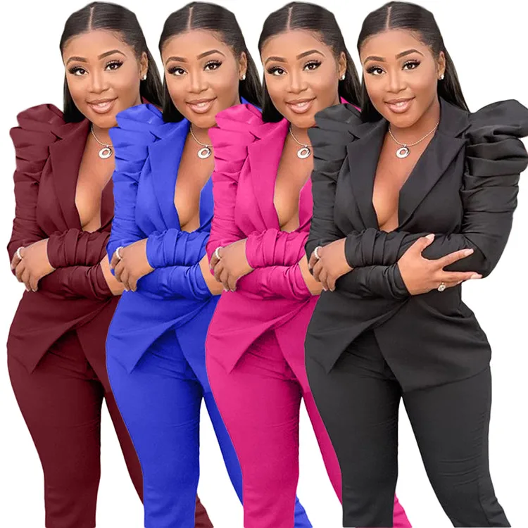 Sexy Ladies Suit Deep V Neck Bubble Sleeve Solid Tops Bell Bottoms Plus Size Women Two Piece Set, Picture
Sexy Ladies Suit Deep V Neck Bubble Sleeve Solid Tops Bell Bottoms Plus Size Women Two Piece Set, Picture