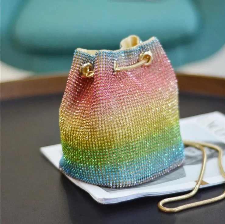 Luxury Women Crystal Rhinestones Hand Shoulder Bag bling Bucket Evening Bag Rainbow Clutch Purses for Women, Colorful
Luxury Women Crystal Rhinestones Hand Shoulder Bag bling Bucket Evening Bag Rainbow Clutch Purses for Women, Colorful