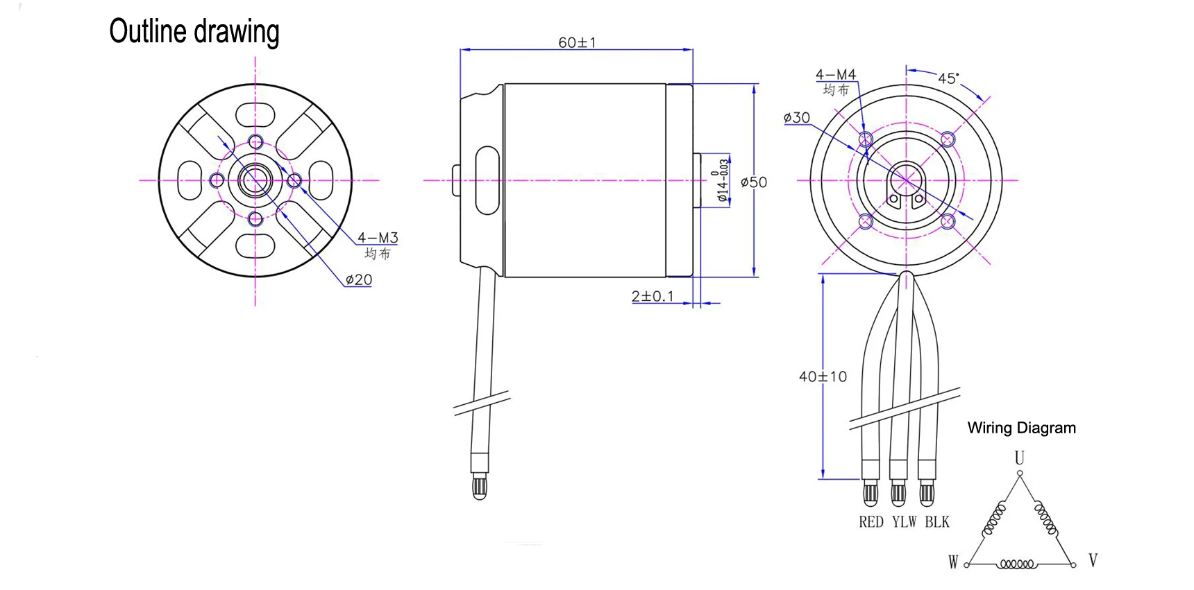 External Rotor Motors, 48V, 24V, 500W, Brushless - detail 2
