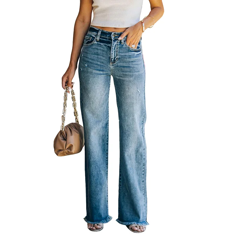 2021 Retro Minimalist Daily Office Ladies Jeans Raw Hem Denim Straight Leg Women's Trousers Pants
2021 Retro Minimalist Daily Office Ladies Jeans Raw Hem Denim Straight Leg Women's Trousers Pants