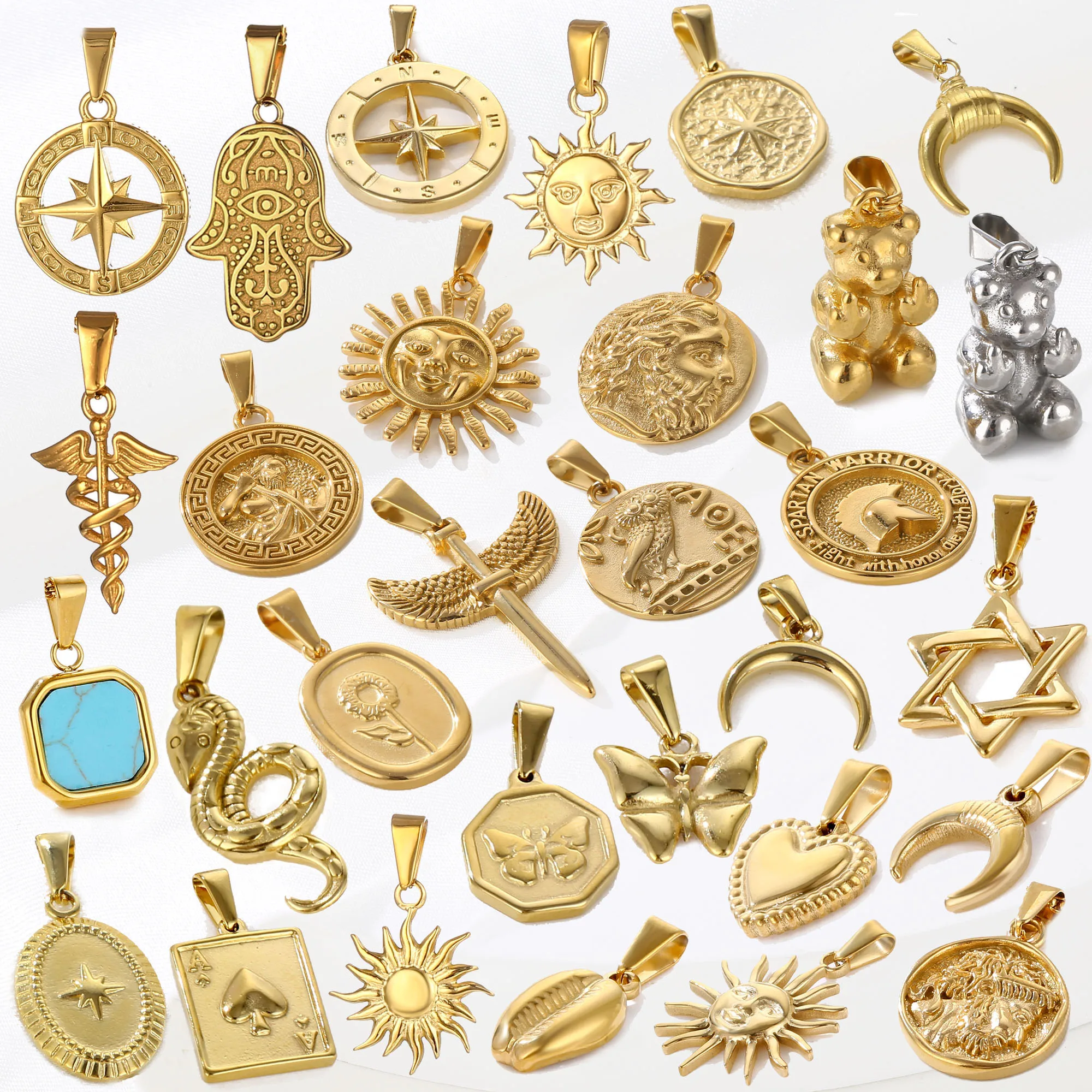 Hypoallergenic Men North Star Jewelry 18K Gold Stainless Steel Moon Sun Starfish Shell Charms Pendants for Diy Necklace Making
Hypoallergenic Men North Star Jewelry 18K Gold Stainless Steel Moon Sun Starfish Shell Charms Pendants for Diy Necklace Making
