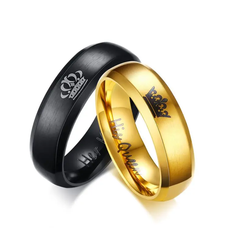 Extra large black gold-plated queen crown for couples engagement fashion stainless steel wedding rings for men
Extra large black gold-plated queen crown for couples engagement fashion stainless steel wedding rings for men