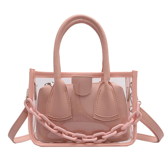 New Pure Color Soft Leather PVC Two-piece Set Metal Chain Woman Shoulder Bag Handbag, Purple//black/white/pink
New Pure Color Soft Leather PVC Two-piece Set Metal Chain Woman Shoulder Bag Handbag, Purple//black/white/pink