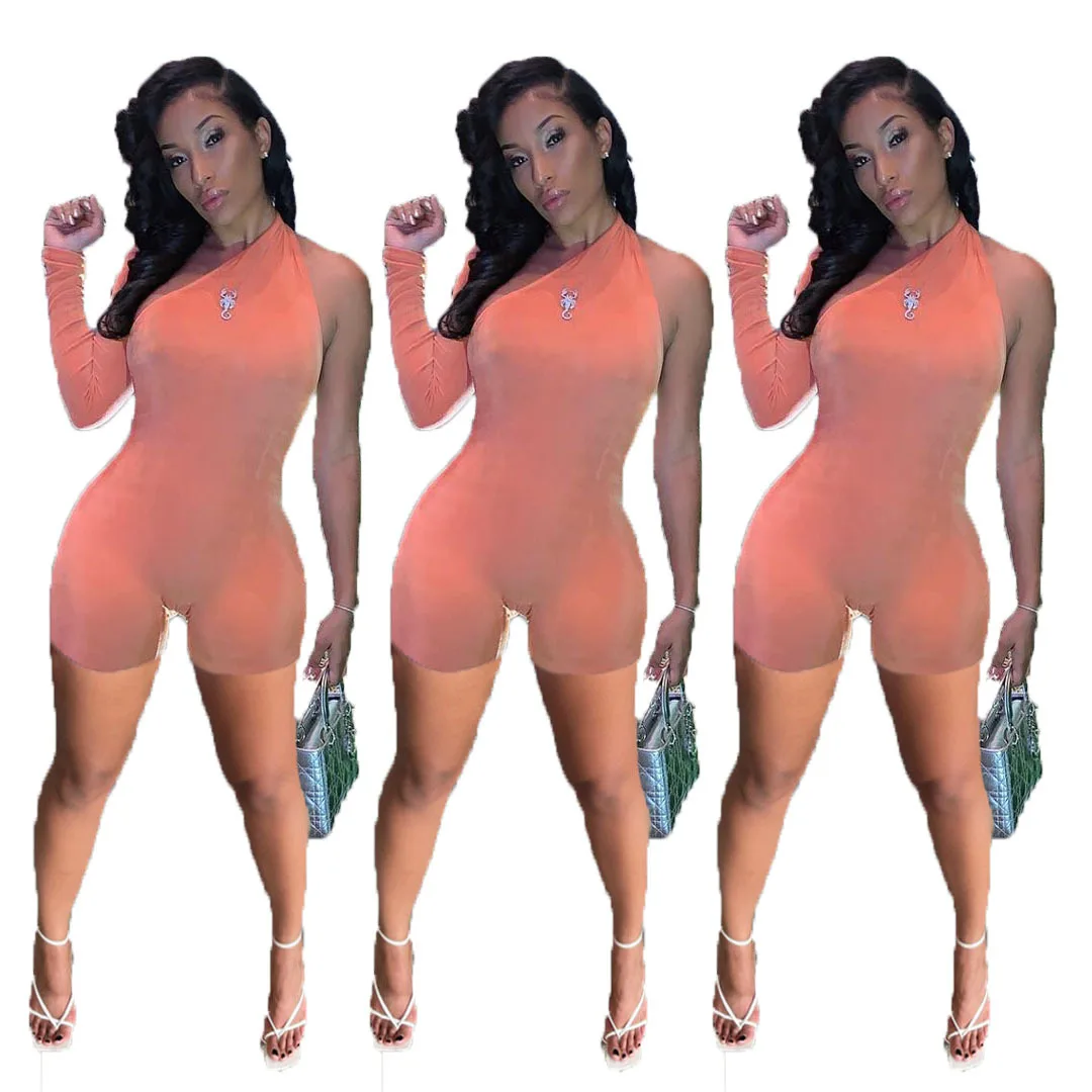 2021 New Arrivals Women Solid One Shoulder Sleeveless Jumpsuit Ladies One Piece Pocket Bodysuits For Women's Loose Romper
2021 New Arrivals Women Solid One Shoulder Sleeveless Jumpsuit Ladies One Piece Pocket Bodysuits For Women's Loose Romper