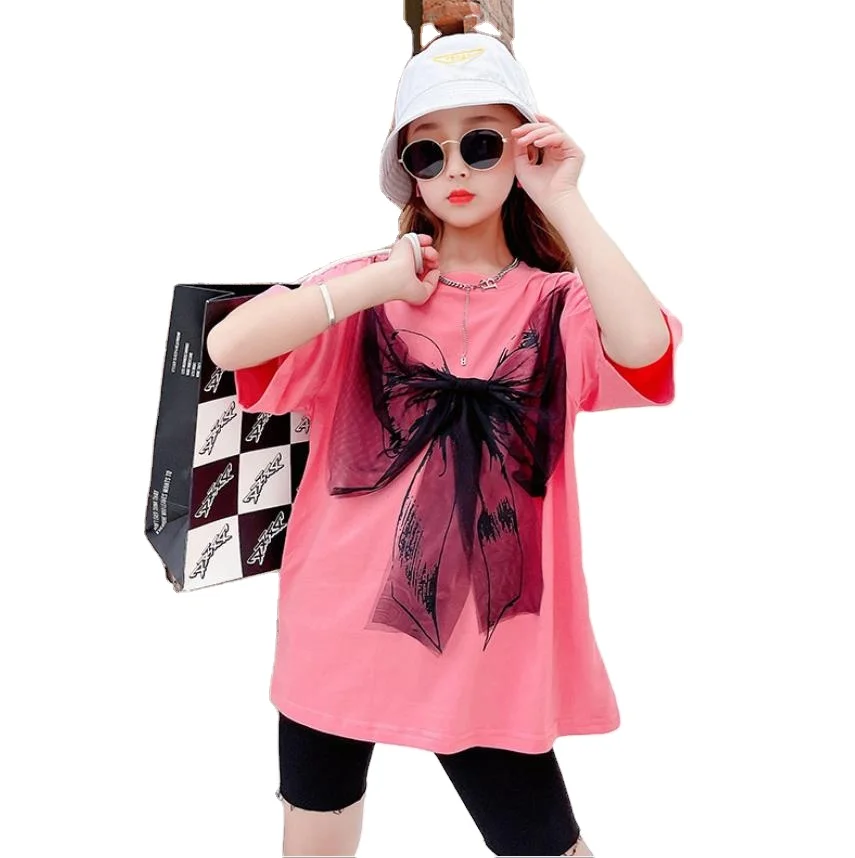 With bow big kids cotton t shirts girls' fashionablet-shirt children summer pullovers, As picture
With bow big kids cotton t shirts girls' fashionablet-shirt children summer pullovers, As picture
