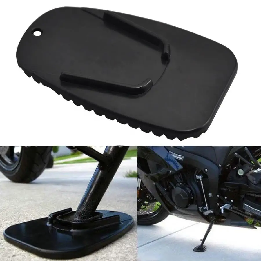 Black Universal Motorcycle Plastic Side Stand Moto Bike Kickstand Non-slip Plate Side Extension Support Foot Pad Base Wholesale