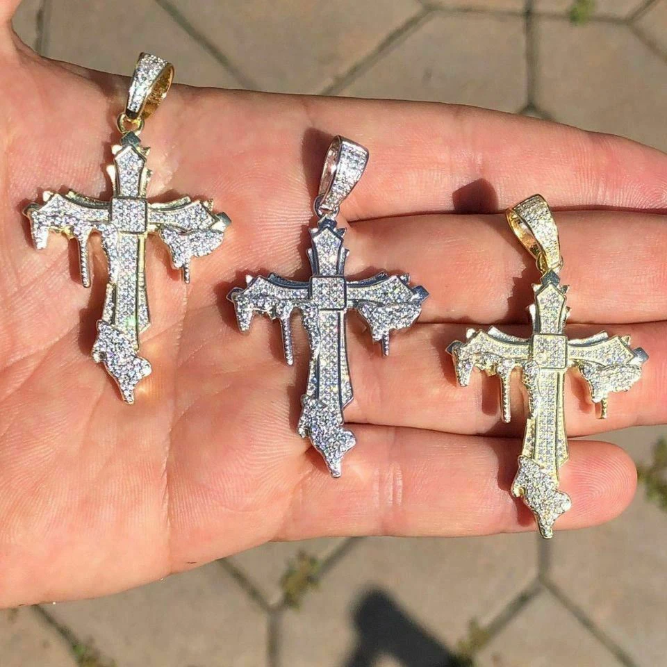 2021 new hip hop men jewelry classic micro pave cz drip cross pendant necklace, Silver
2021 new hip hop men jewelry classic micro pave cz drip cross pendant necklace, Silver