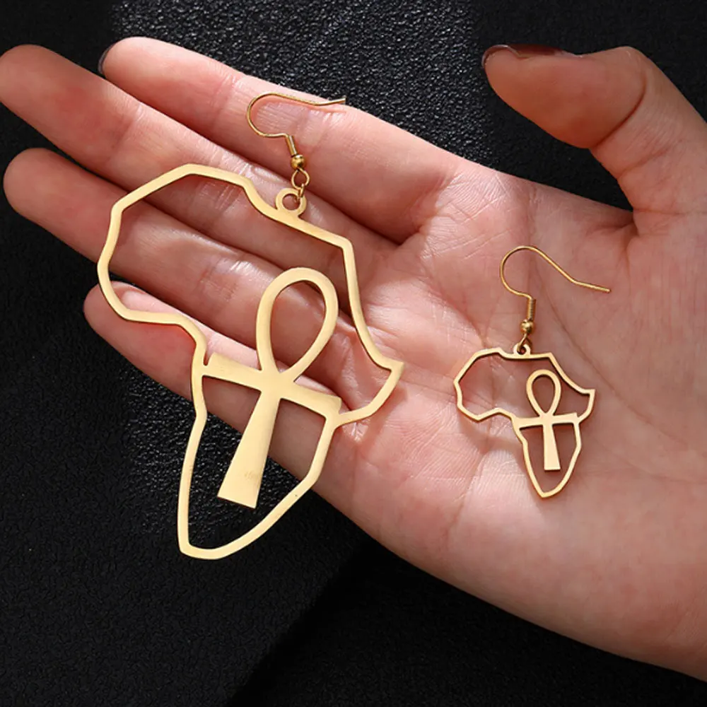 stainless steel bohemian big cross african africa map shaped pendant dangle pendant hoop earrings, Silver and gold
stainless steel bohemian big cross african africa map shaped pendant dangle pendant hoop earrings, Silver and gold