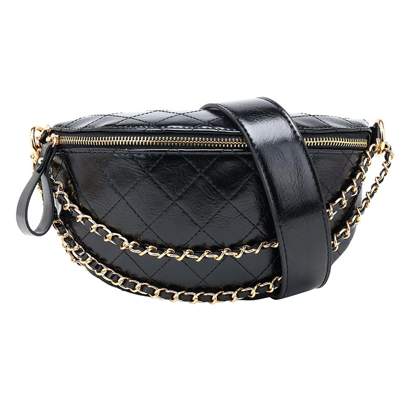 Leather Shoulder Purse With Gold Chain Strap Waist Fanny Bag Chest Pack ladies Sling Bag Top Crossbody Bag
Leather Shoulder Purse With Gold Chain Strap Waist Fanny Bag Chest Pack ladies Sling Bag Top Crossbody Bag