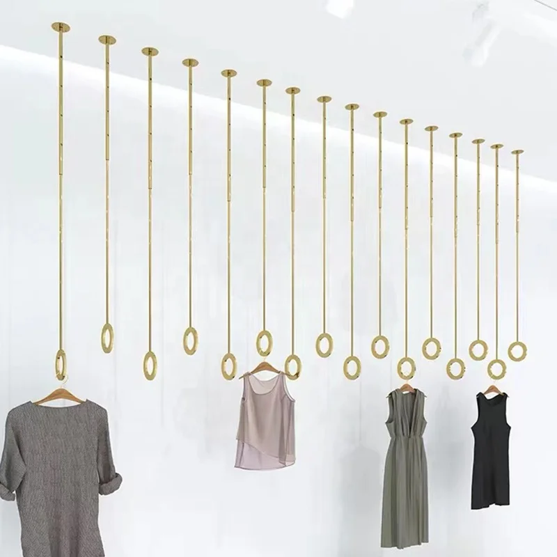Boutique Bridal Clothing Store Display Rack Wall Fixing Adjustable Height Garments Shop Rack Ceiling Hanging Clothes Rack
Boutique Bridal Clothing Store Display Rack Wall Fixing Adjustable Height Garments Shop Rack Ceiling Hanging Clothes Rack
