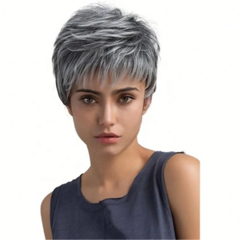 new high quality business style women Wig nightclub bar sexy short straight gray hair wig 
new high quality business style women Wig nightclub bar sexy short straight gray hair wig