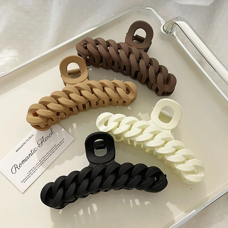 Cross-border new milk tea color chain hair grab pan hair back head grab clip large shark clip simple clip hair accessories
Cross-border new milk tea color chain hair grab pan hair back head grab clip large shark clip simple clip hair accessories