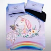 Hot selling 3D unicorn print 100% microfiber duvet cover bed sheet and bedding set in good price