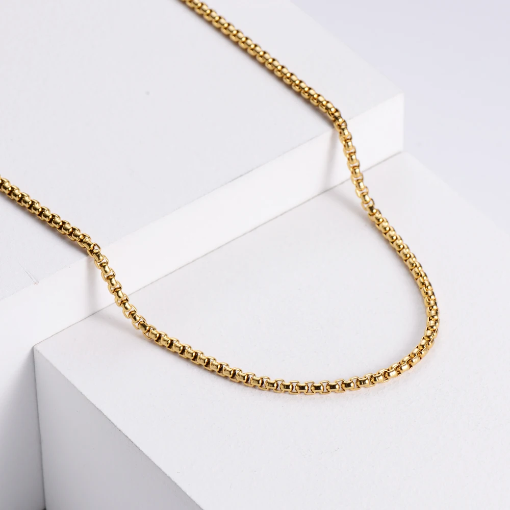 Womens Mens Stainless Steel Necklace Jewelry Gold Plated Round Box Chain, 18k gold or silver
Womens Mens Stainless Steel Necklace Jewelry Gold Plated Round Box Chain, 18k gold or silver