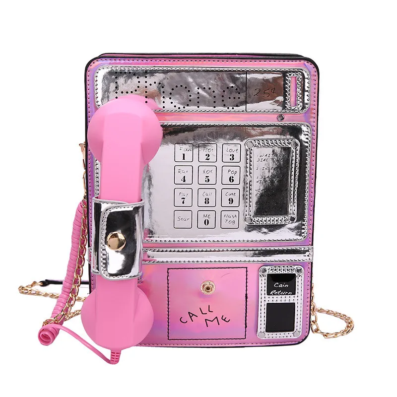 B-0131 Creative Funny Personality Laser Simulation Public Phone Soft Lesther Female Chain Bag Wholesale Custom Women Handbags, Multi color
B-0131 Creative Funny Personality Laser Simulation Public Phone Soft Lesther Female Chain Bag Wholesale Custom Women Handbags, Multi color