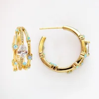 

opal hoop earring micro pave cz multi wrap Trendy gorgeous luxury fashion circle hoop jewelry