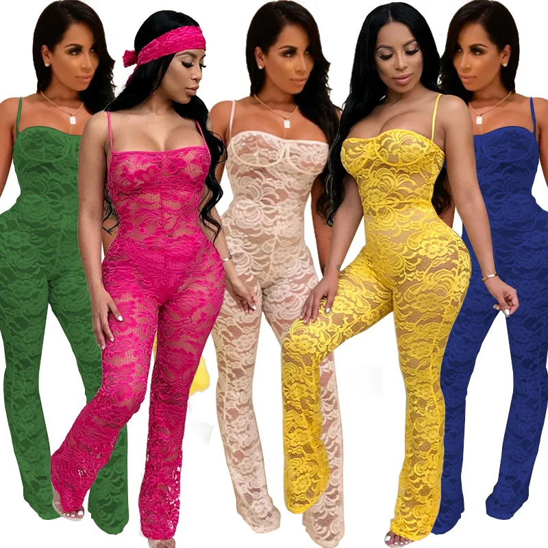 Fashion Women Clothes 2021 Sexy Hollow Sling Lace Sleeveless Bodycon Jumpsuit With Loose Pants, Customized color
Fashion Women Clothes 2021 Sexy Hollow Sling Lace Sleeveless Bodycon Jumpsuit With Loose Pants, Customized color