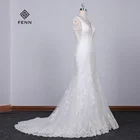 Real Photo Factory Price Luxury 3D Flower Applique Lace Mermaid Wedding Dress V-Neck Sleeveless Bridal Gown