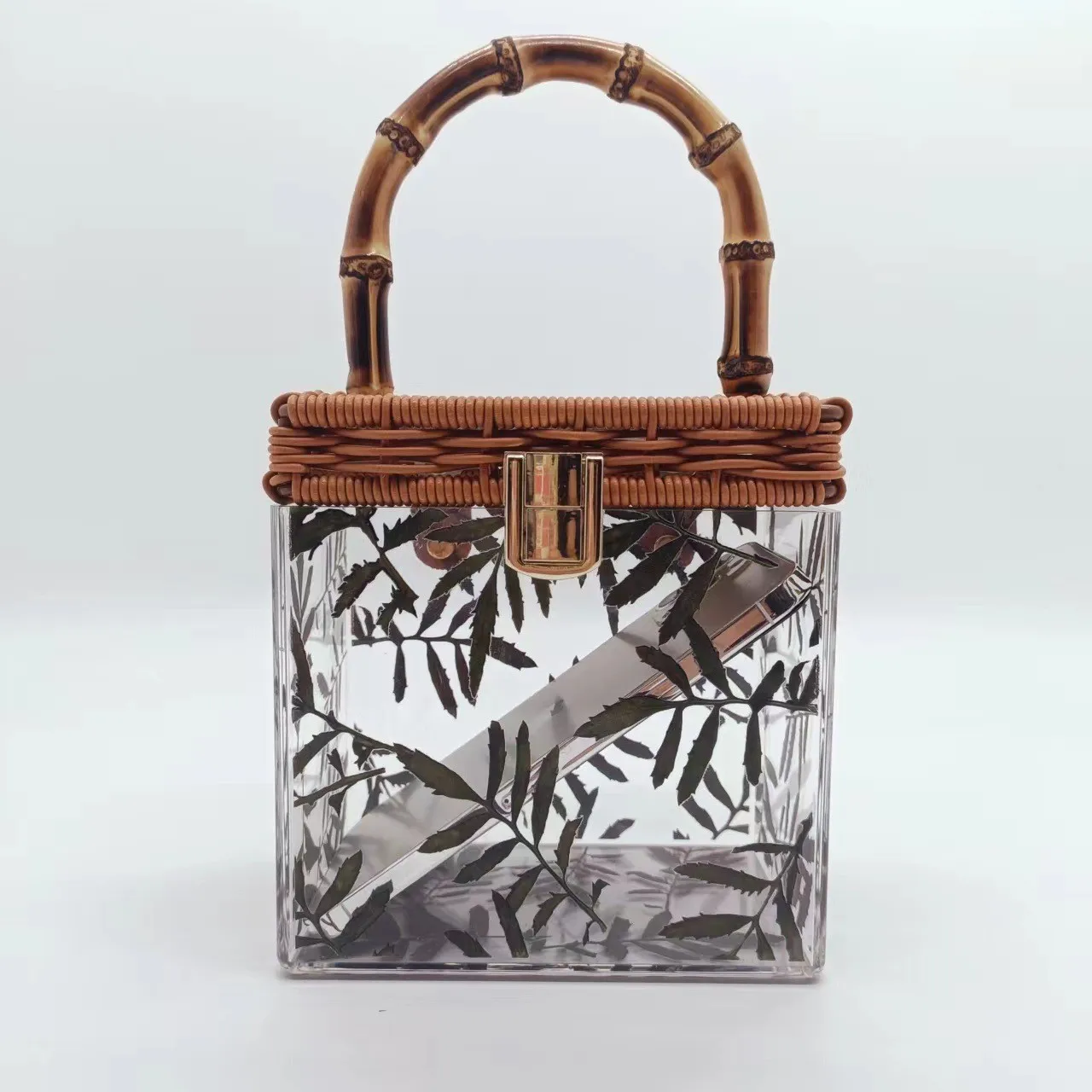 Wholesale Summer Ladies Acrylic Transparent Boxed Acrylic Transparent Bag With Bamboo Leaf Printing Ladies Bamboo for woman
Wholesale Summer Ladies Acrylic Transparent Boxed Acrylic Transparent Bag With Bamboo Leaf Printing Ladies Bamboo for woman