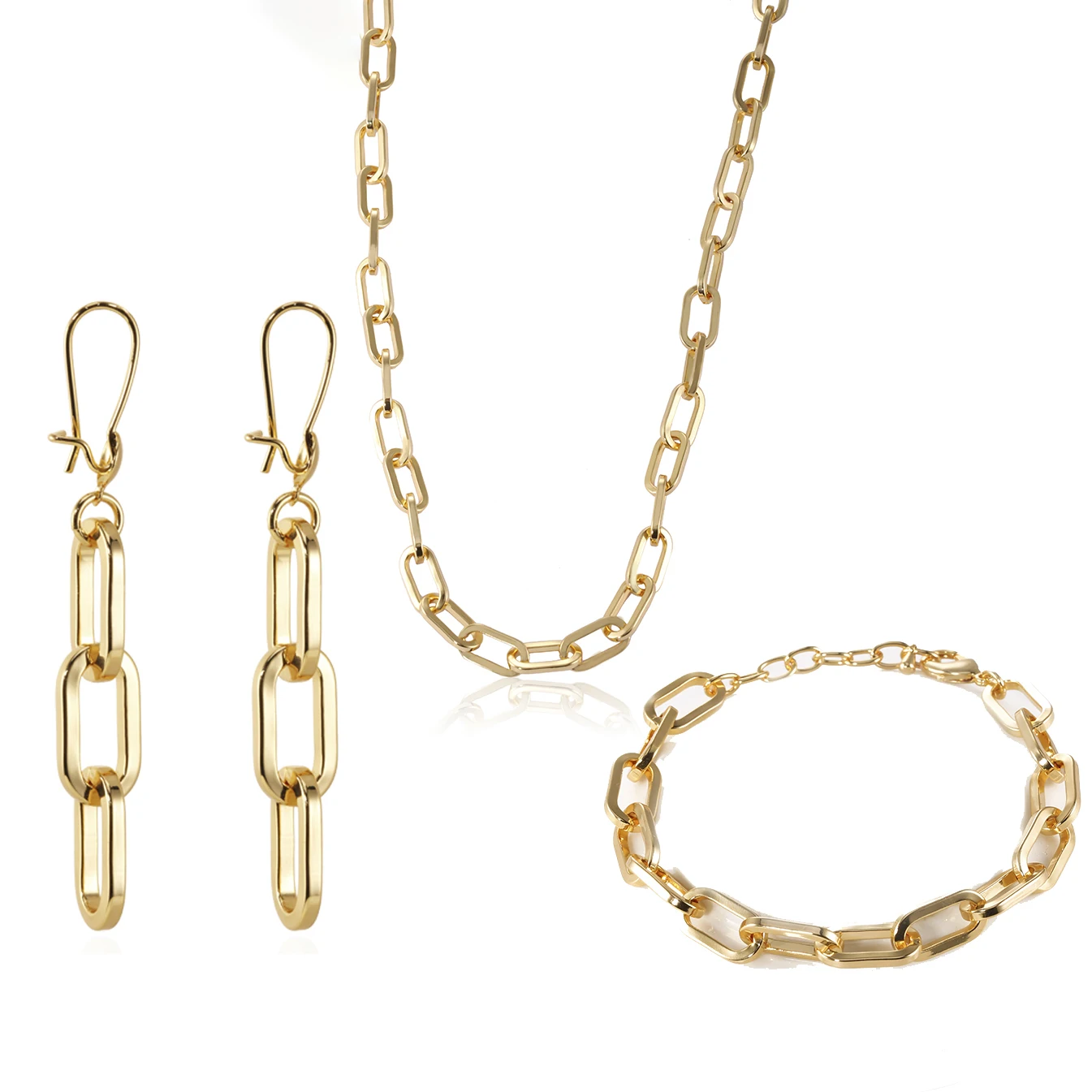 Wholesale simple design gold bracelet chain square necklace circular charms and earring dubai jewelry sets
Wholesale simple design gold bracelet chain square necklace circular charms and earring dubai jewelry sets