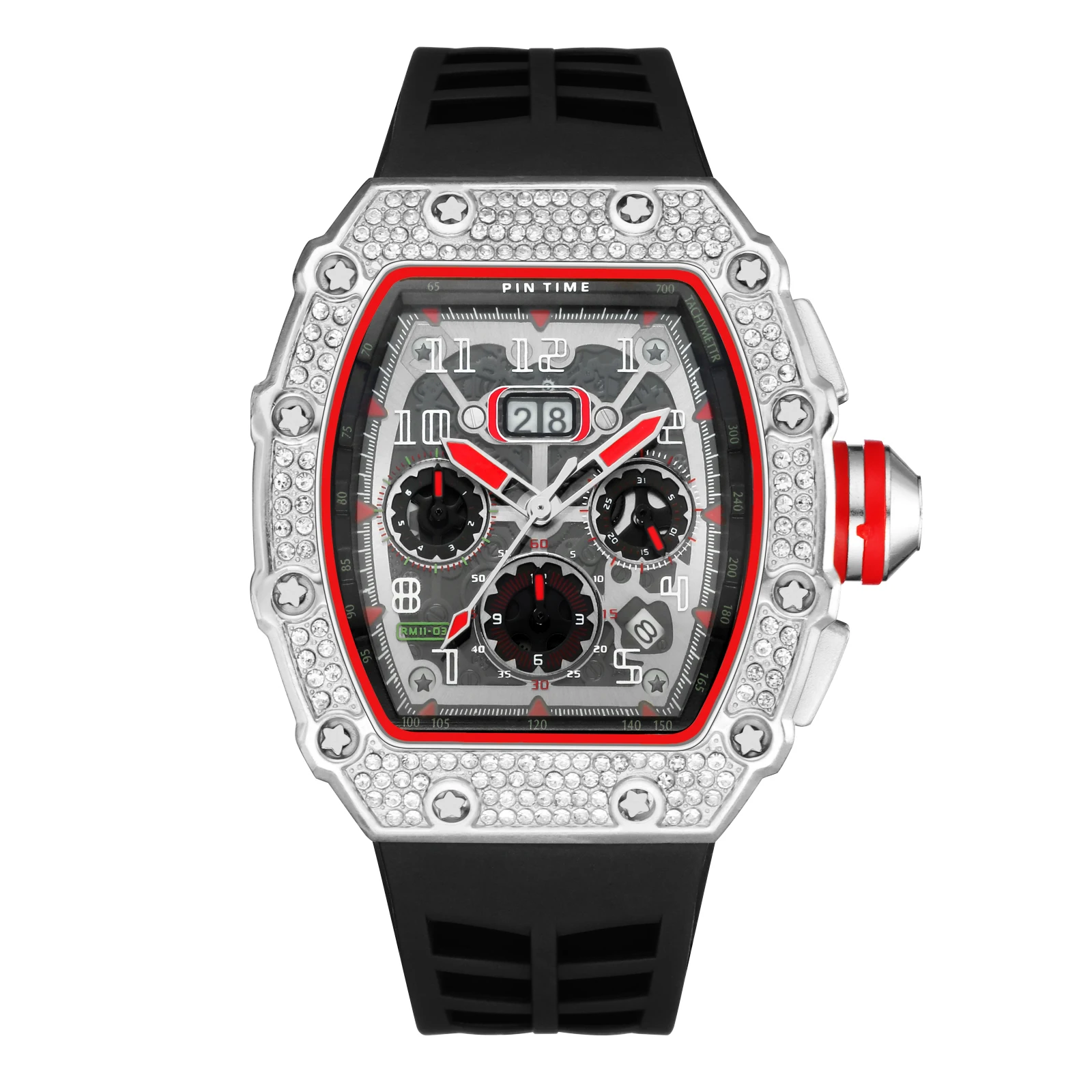 Luxury Diamond Iced Out RM Watch Men Calendar Business Quartz Wristwatch Custom Design, Black,rose gold,gold and silver
Luxury Diamond Iced Out RM Watch Men Calendar Business Quartz Wristwatch Custom Design, Black,rose gold,gold and silver