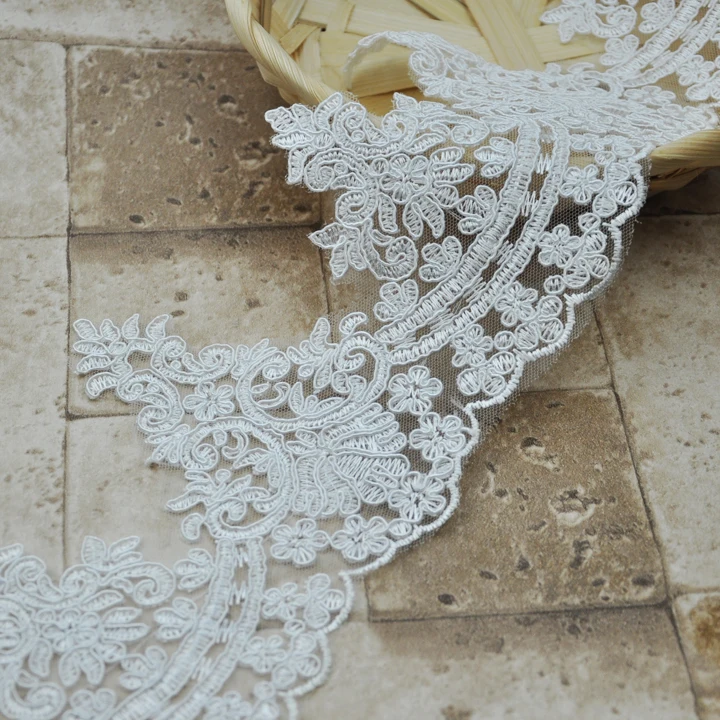 Wholesale Factory dress Wedding high quality border white cord embroidery bridal lace trim
Wholesale Factory dress Wedding high quality border white cord embroidery bridal lace trim