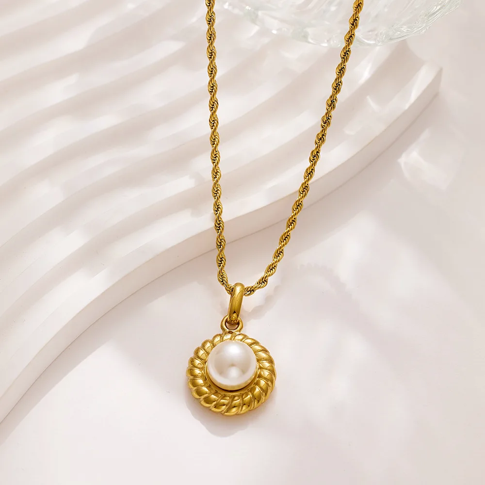 Vintage Style Stainless Steel Necklace Micro Insert Imitation Pearl Necklace Pendant Necklace For Women
Vintage Style Stainless Steel Necklace Micro Insert Imitation Pearl Necklace Pendant Necklace For Women