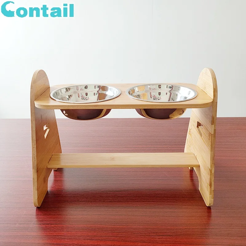 Bamboo Elevated Raised Pet Luxury Bowls Stainless Steel Dog Water Feed Bowl With Adjustable Height Bamboo Stand
Bamboo Elevated Raised Pet Luxury Bowls Stainless Steel Dog Water Feed Bowl With Adjustable Height Bamboo Stand