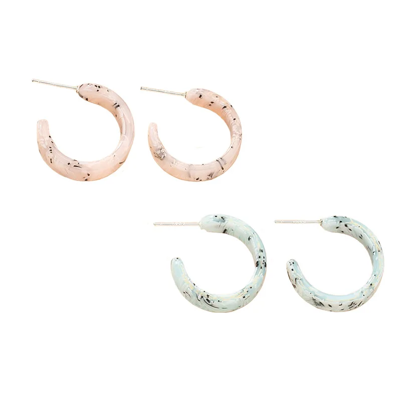 2021 Korean Simple Fashion Pink Blue Acrylic Hoop Earring Mottled Print C Shape Circle Resin Earring
2021 Korean Simple Fashion Pink Blue Acrylic Hoop Earring Mottled Print C Shape Circle Resin Earring