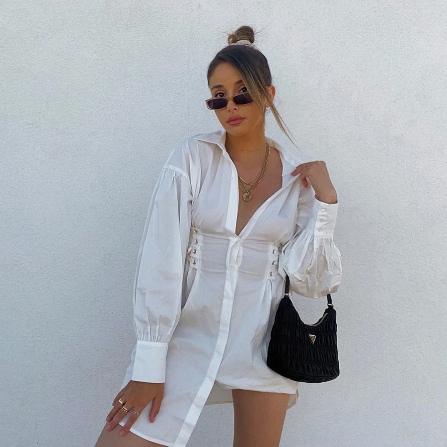 2021 Spring Bandage Turn Down Collar Shirt Vestidos Elegant Fashion Office Streetwear Women Dress
2021 Spring Bandage Turn Down Collar Shirt Vestidos Elegant Fashion Office Streetwear Women Dress