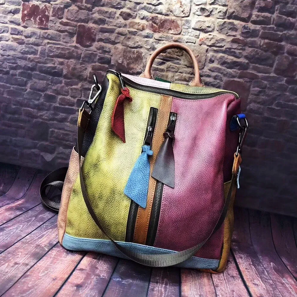 2020 fashion retro genuine leather vintage handbag dirty color school backpack for ladies, Colorful
2020 fashion retro genuine leather vintage handbag dirty color school backpack for ladies, Colorful